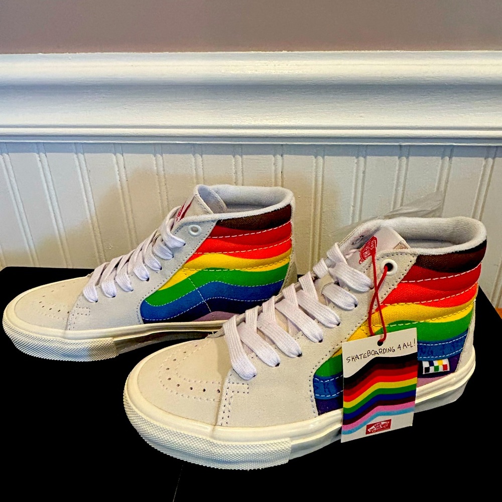 Vans Sk8 High Pride Rainbow Rare Size M 4 New With Tags - Xtra Laces - No Box